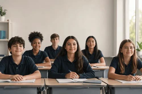 Students seated at desks in a religious school classroom